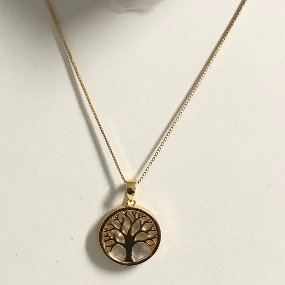 18k GF Nacar Shell Family Tree Necklace - Picture 3 of 9